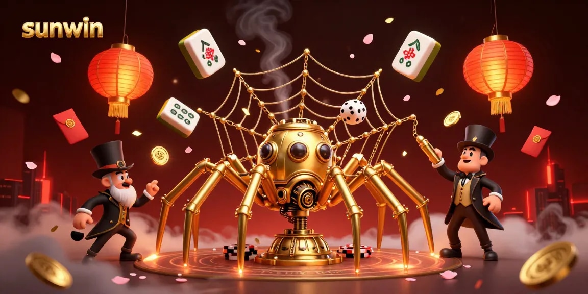 Experience the thrill of gambling with sunwin's vibrant steampunk-themed casino illustration, featuring dynamic game elements.