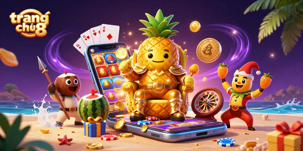 Engage in thrilling gameplay at trang chủ s8 with a vibrant casino scene featuring a pineapple king and dynamic game elements.
