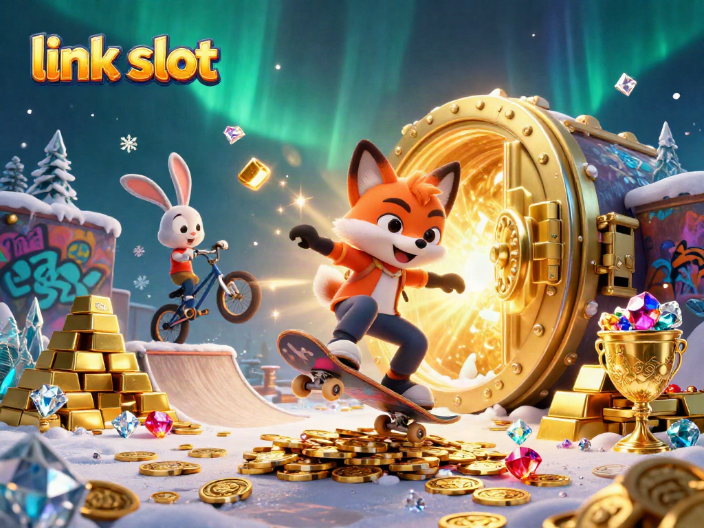 Engage with exciting link slot action featuring vibrant 3D characters amidst thrilling casino elements.