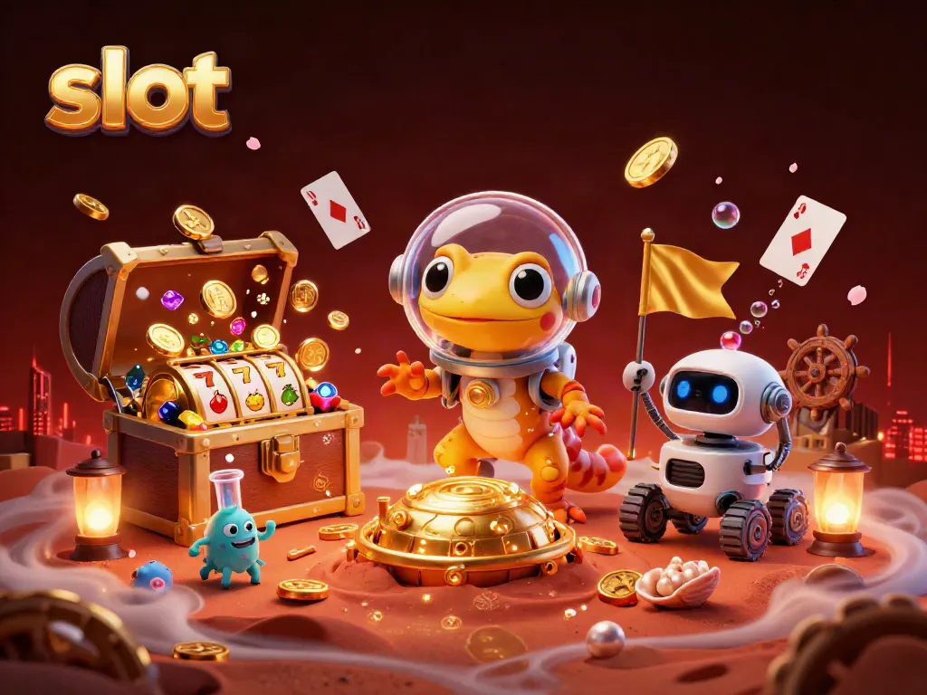 Experience excitement at the slot casino with a Martian gecko and treasure galore!
