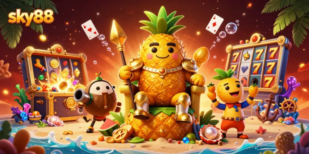 Experience thrilling gameplay at sky88 with vibrant 3D casino elements and dynamic characters.