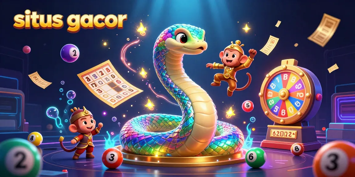 Engage with the dynamic action of situs gacor, featuring colorful lottery balls and a playful monkey king.